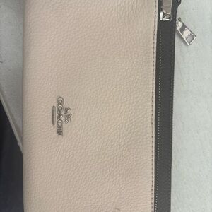 Coach Chalk White and Black Leather Zip Wallet